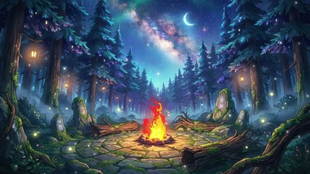 Medieval Music For Focus & Calm | An Ancient Forest Midnight Journey 🌙