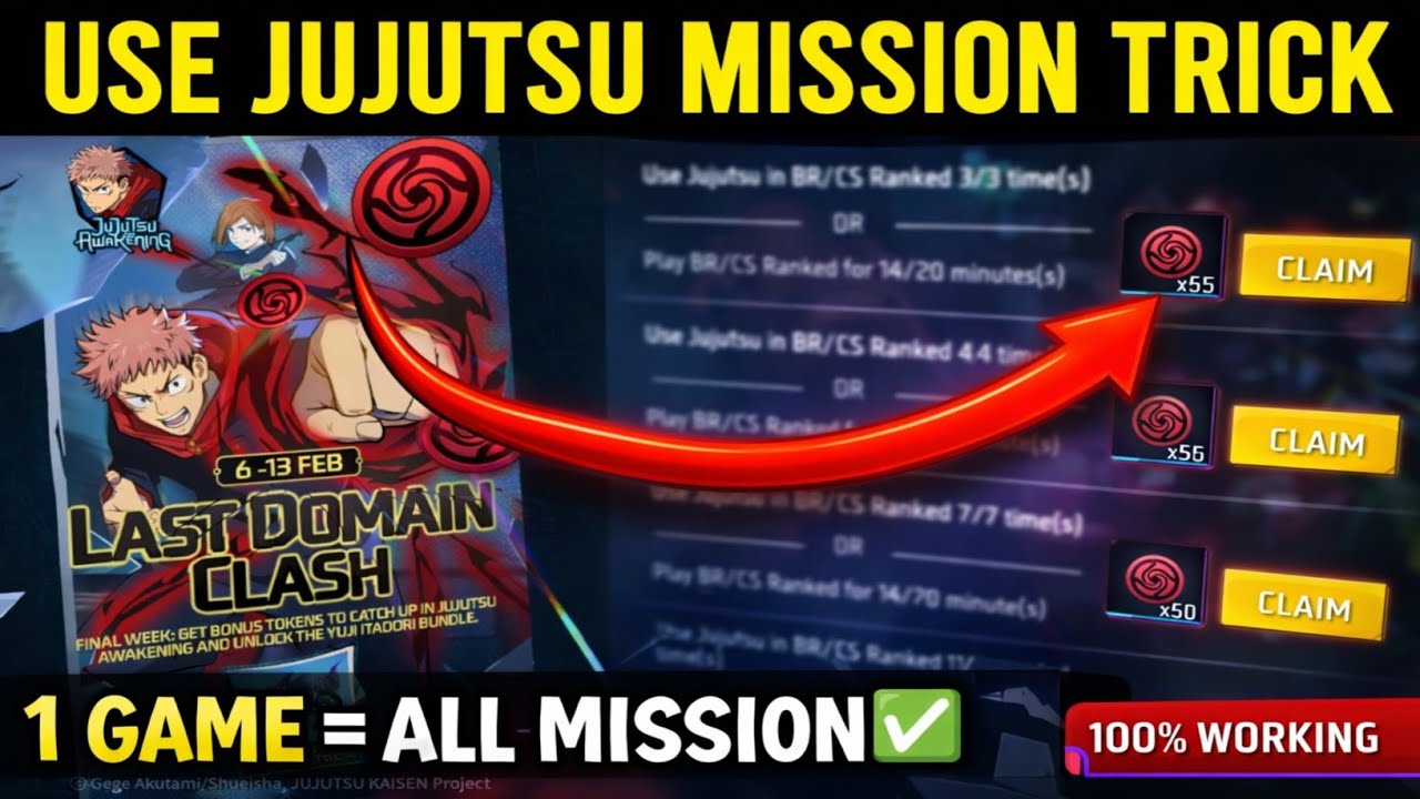 Use Jujutsu In Br Cs Ranked 24 Times Free Fire | Last Domain Clash Event Free Fire