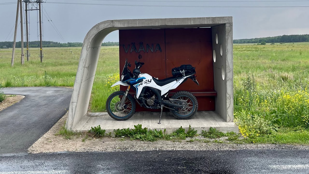 I and Voge 300 Rally seeking shelter from the thunder