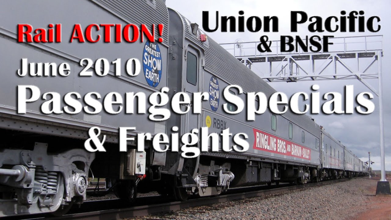 June 2010 UP & BNSF Passenger Specials & Freights, UP OCS ATSF SD40-2 Track Geometry Ringling Circus