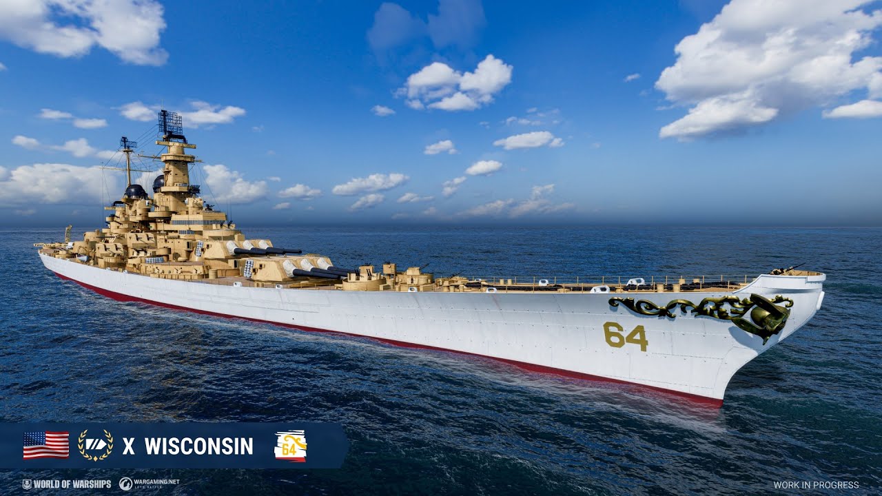 World of Warships Blitz New T10 US Battleship Wisconsin Review
