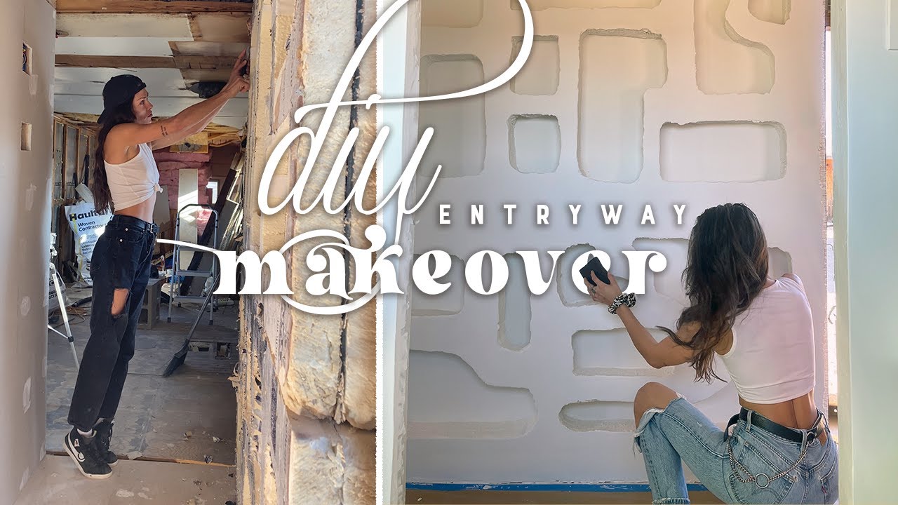 DIY ENTRYWAY MAKEOVER ✨ DUPING A WHOLE WALL OF THE FAMOUS URBAN OUTFITTERS ISOBEL BOOKSHELF!!!