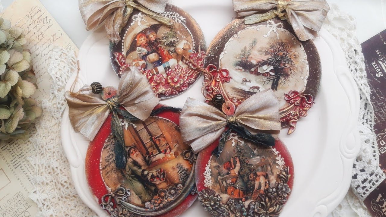 Christmas ornaments in vintage style ♡☆♡ Decoupage tutorial