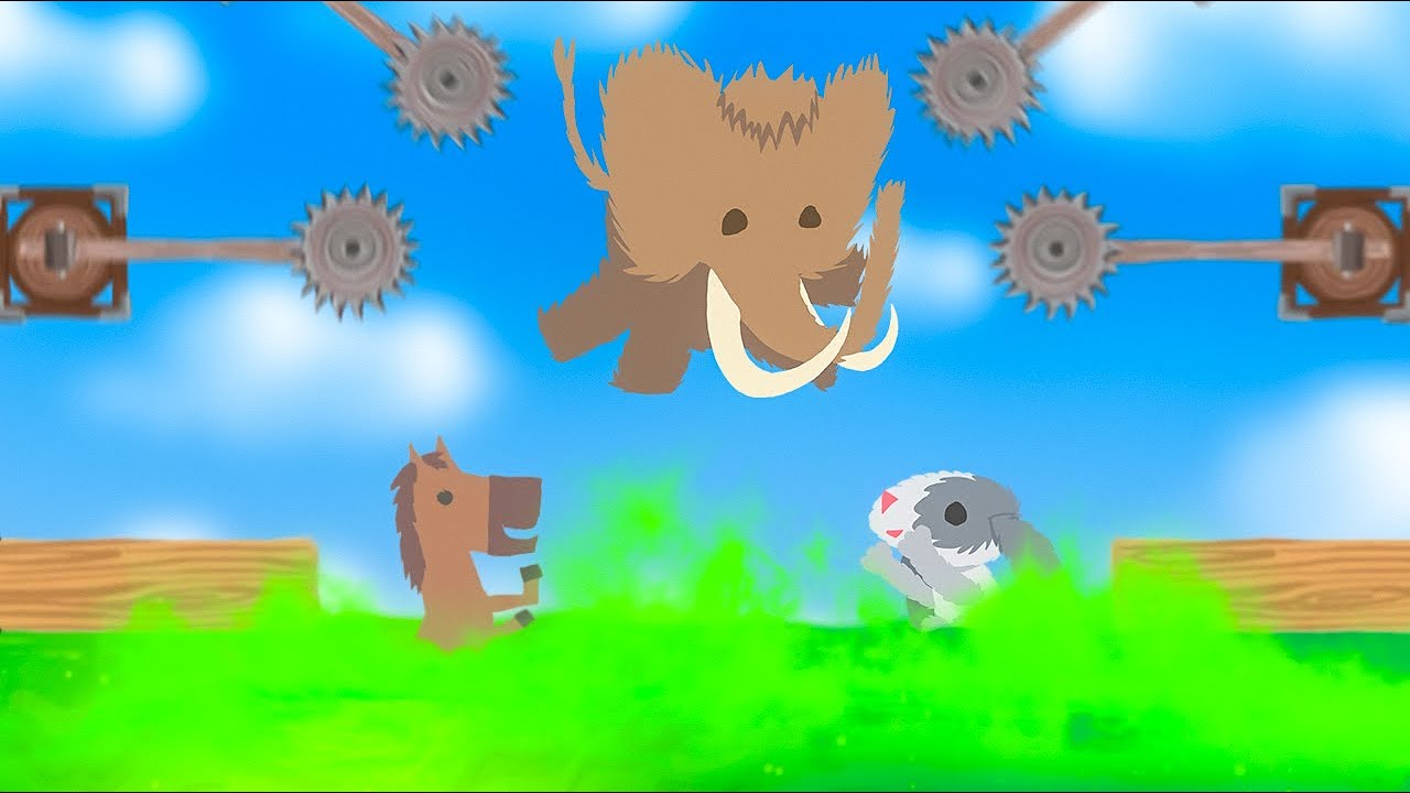 4 idiotas Versus Tanque de Ácido no Ultimate Chicken Horse