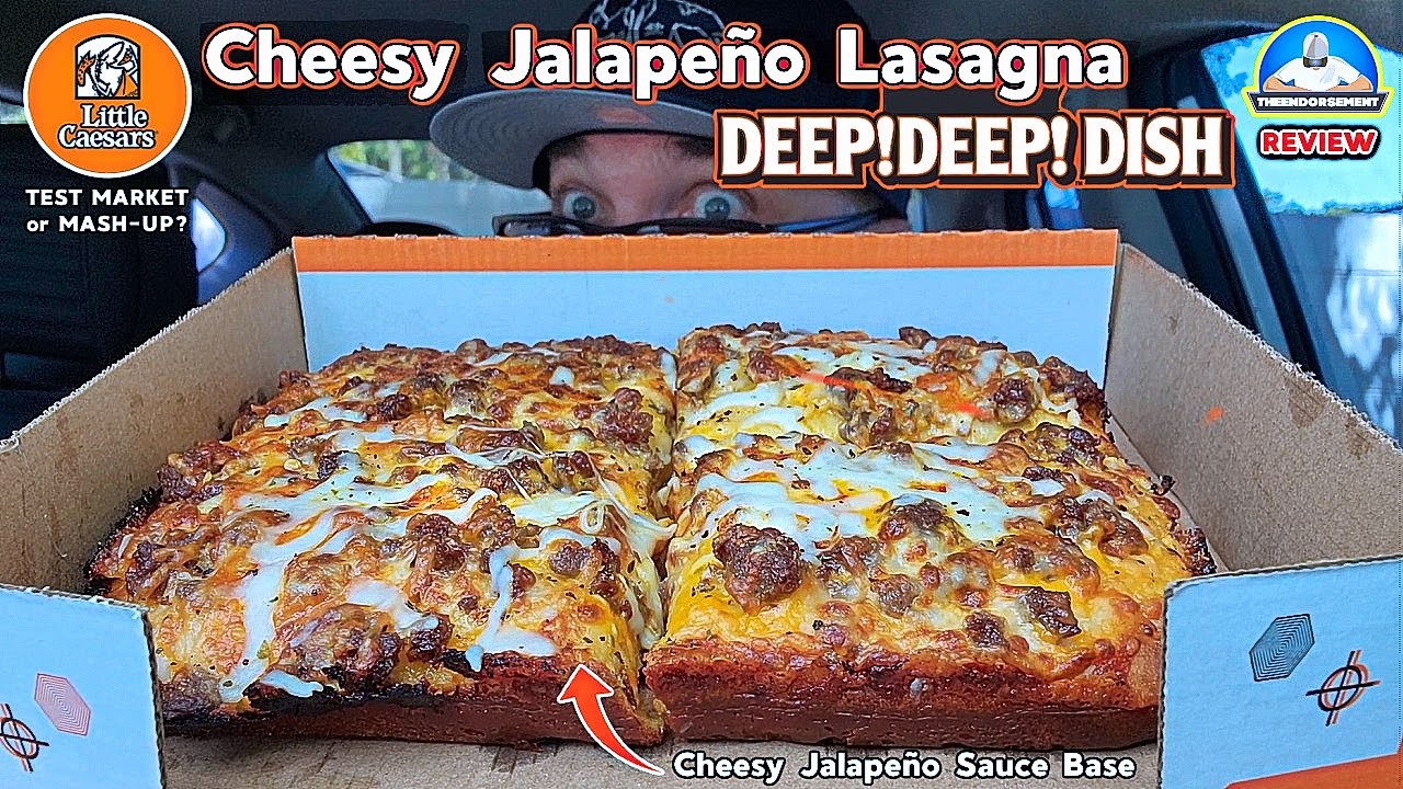 Little Caesars® Cheesy Jalapeño Lasagna Deep Deep Dish Pizza Review! 🧀🌶️🍕 | theendorsement