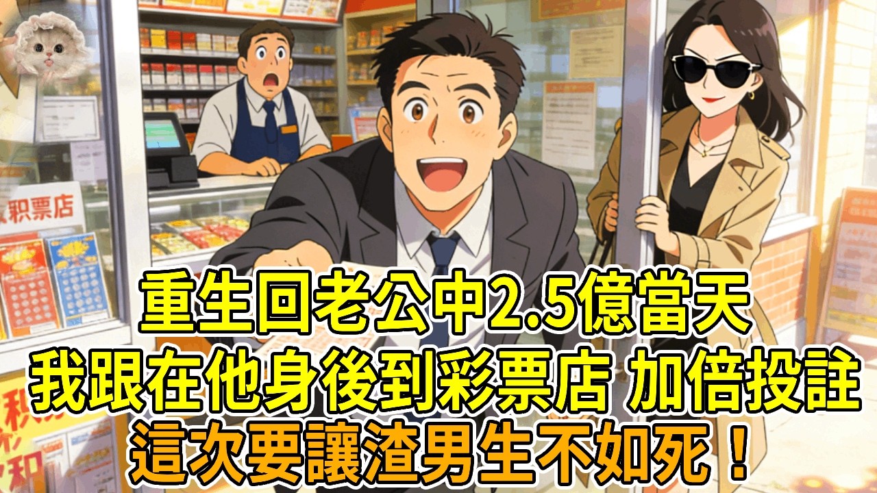 上一世，老公中2.5億彩票，為了獨吞財富，他故意隱瞞，當天還逼我淨身出戶，還設計誣陷我偷盜，送我入獄終身。再睜眼，他迫不及待逼離婚，直奔彩票店，我跟在身後，加倍投註，這次要讓渣男生不如死！