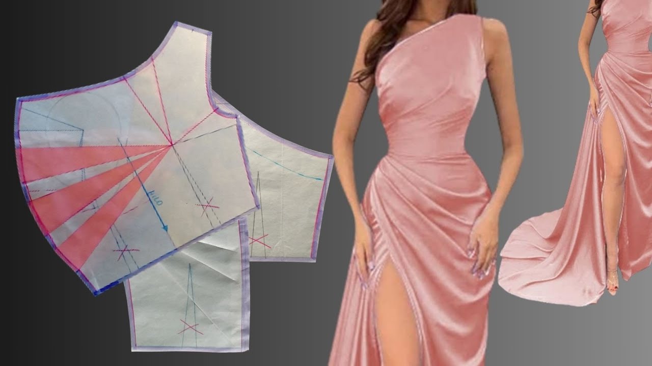VESTIDO ASIMETRICO DRAPEADO | Ajuste perfecto | Patron #1