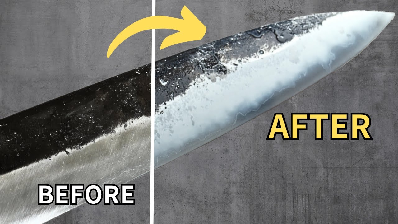 Natural Stone Polishing for Kurouchi Urushi Gyuto, Part 5