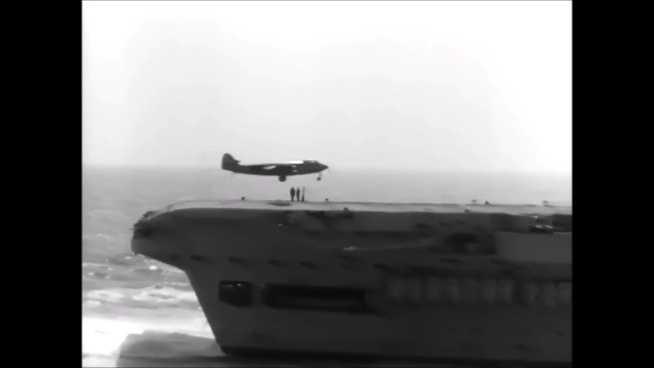 Royal Navy Avenger, Attacker and Sea Hawk aircraft in exercise (1954)