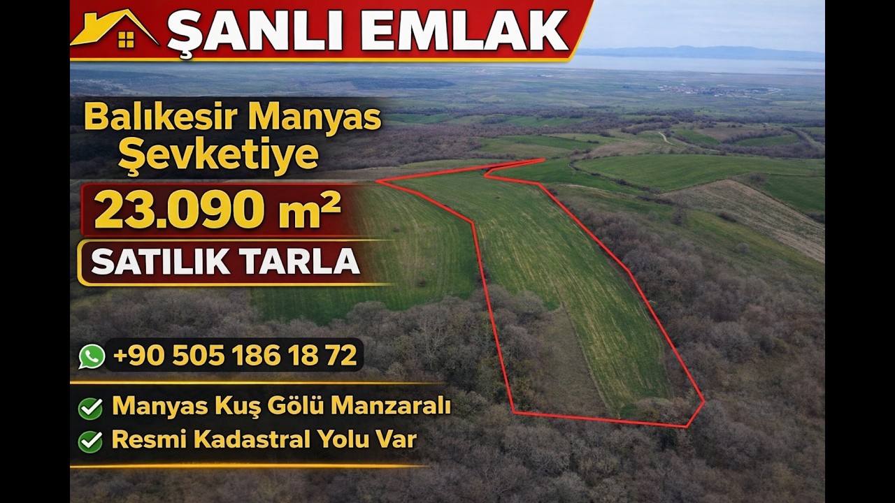 MANYAS ŞEVKETİYE 23.090 M2 RESMİ YOLU OLAN MANYAS KUŞ GÖLÜ MANZARALI SATILIK TARLA 3.300.000 TL