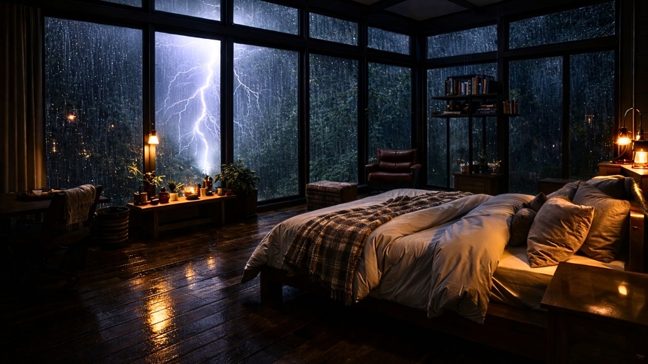 Powerful Thunderstorm & Heavy Rain ⛈️ Intense Sleep Ambience
