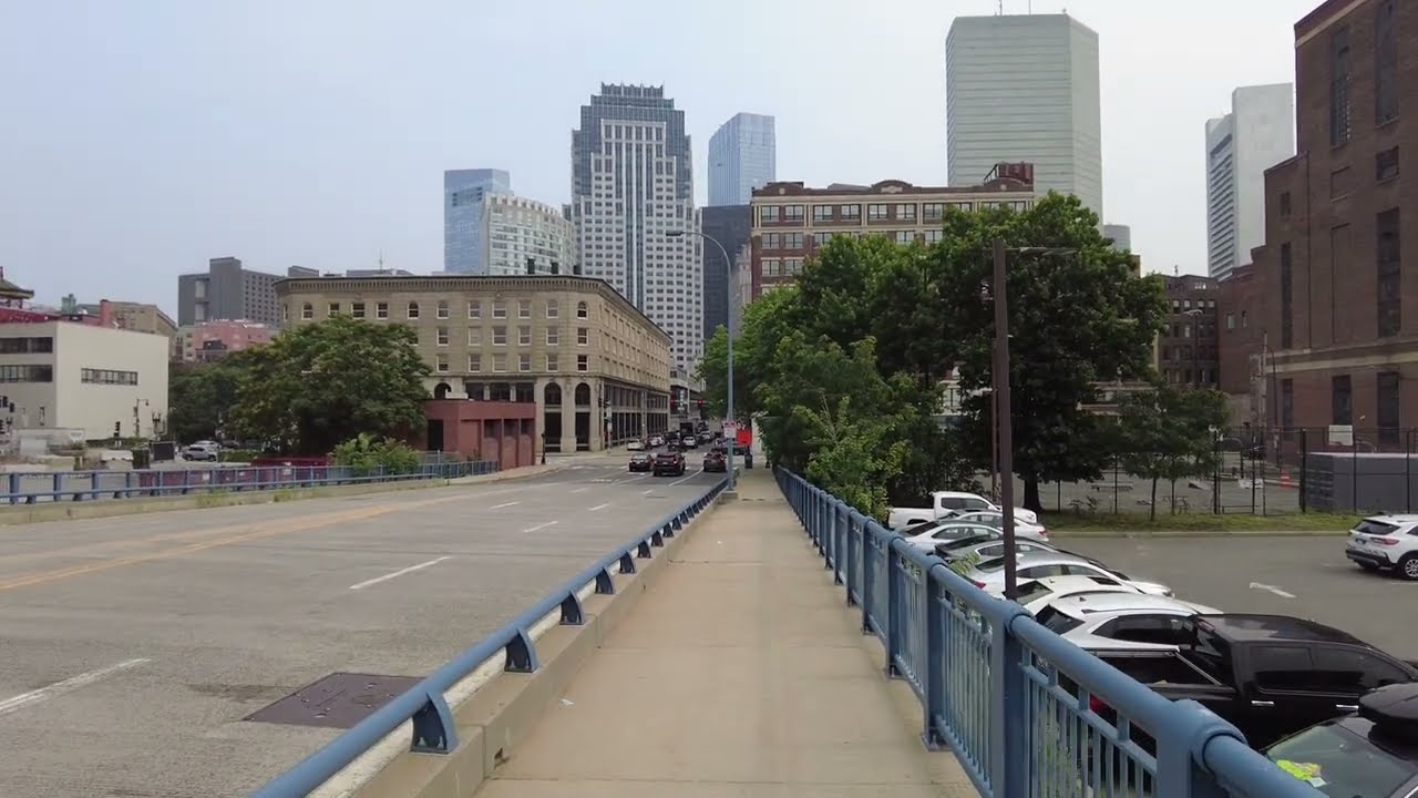 Boston MA Lincoln St Walk Chinatown to the Financial District Summer St. Reggie Wong Memorial Park