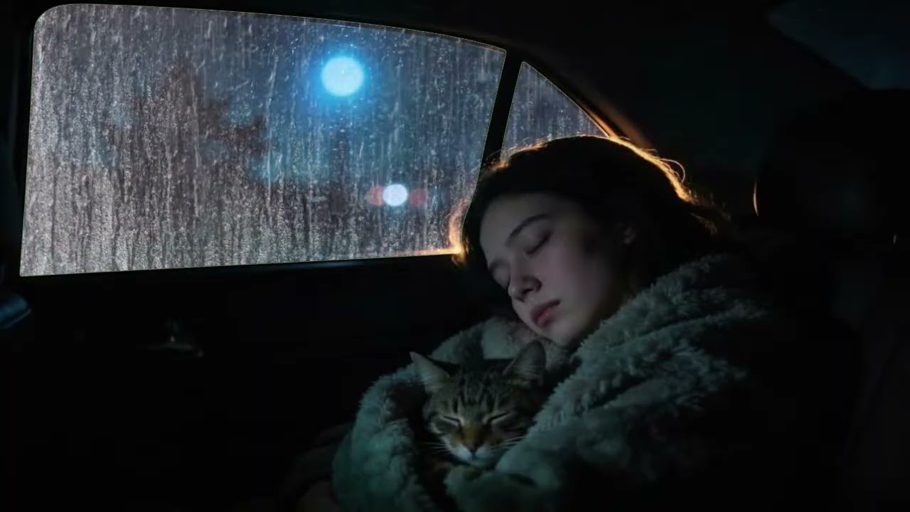 Comforting Rain with Thunder in the Car 🌙 Rain & Thunder White Noise for Sleep