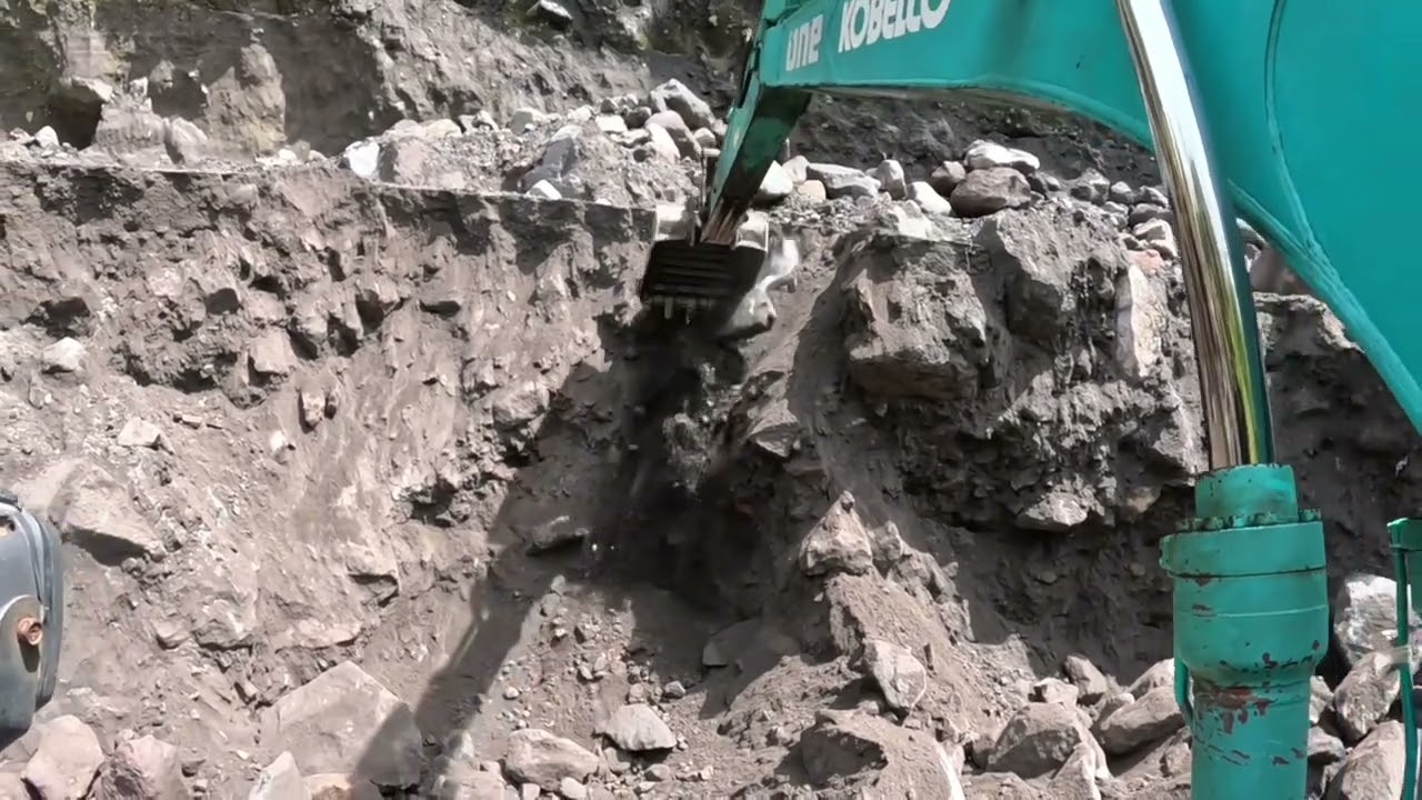 Excavator sand mining