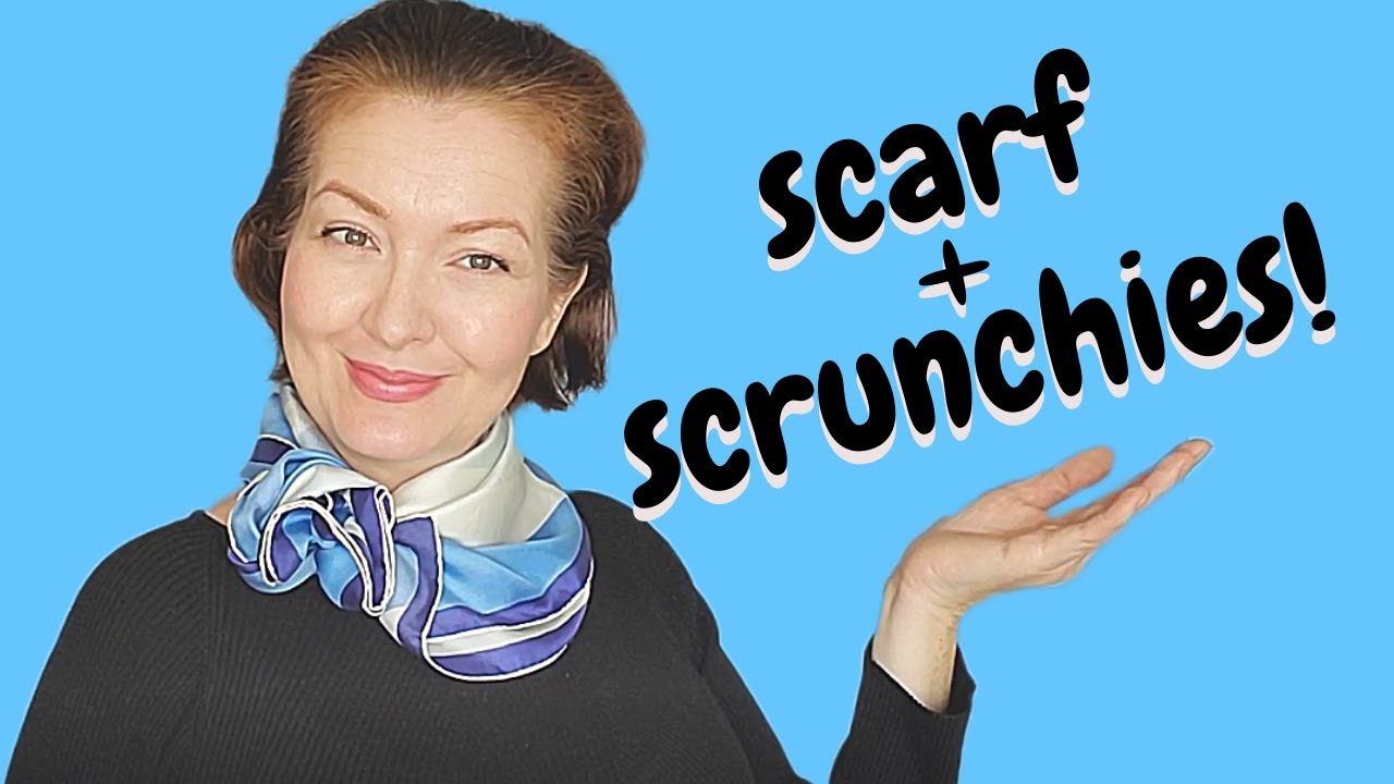3 original ways to style your neck scarf with scrunchies. How to wear a square silk scarf.