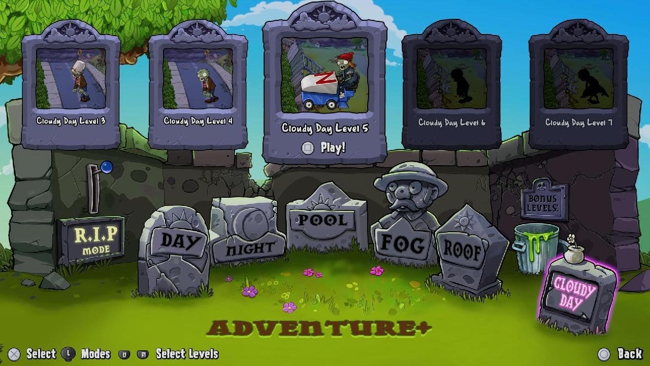 Plants vs. Zombies: Replanted Cloudy Day Level 5