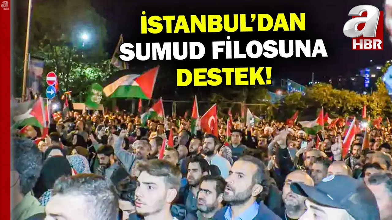 İstanbul'dan Sumud filosuna destek! ABD konsolosluğu önünde protesto | A Haber