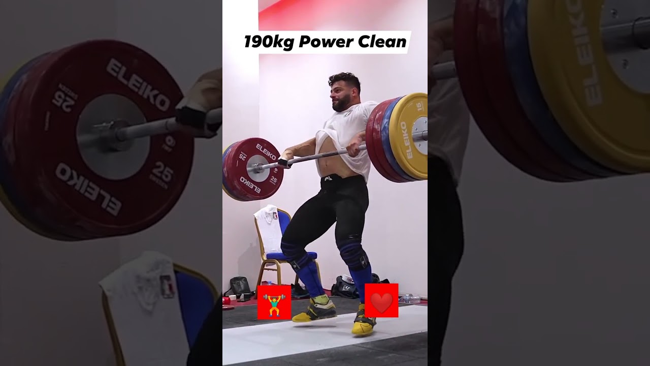 Power clean. Slow motion technic of power clean