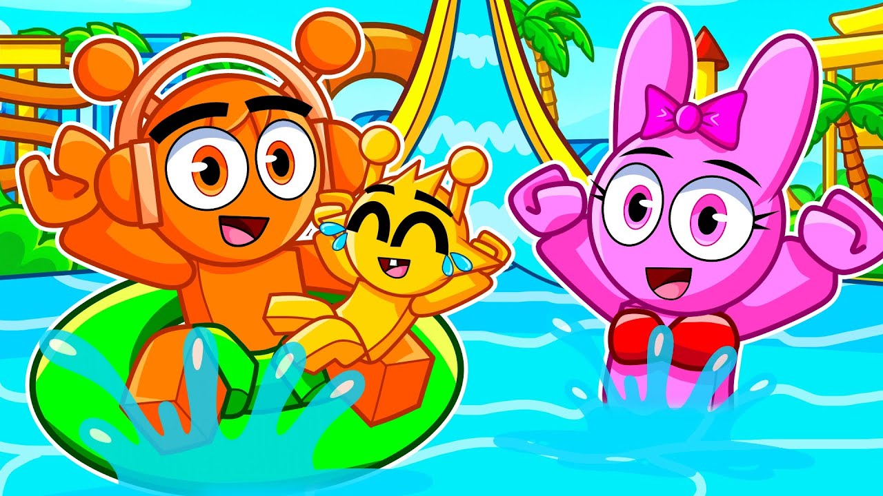 ¡La familia SPRUNKI va al PARQUE ACUATICO en Roblox!