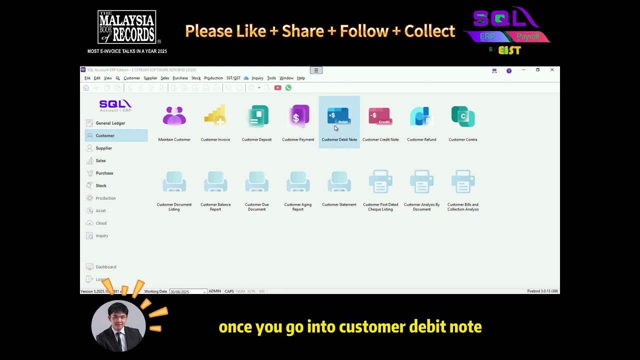 🧾 How to Create a Customer Debit Note in SQL Accounting