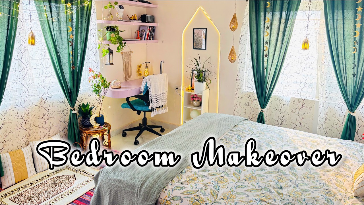Bedroom Makeover in less budget| Renter friendly Bedroom Decorating Ideas|Bedroom with prayer corner