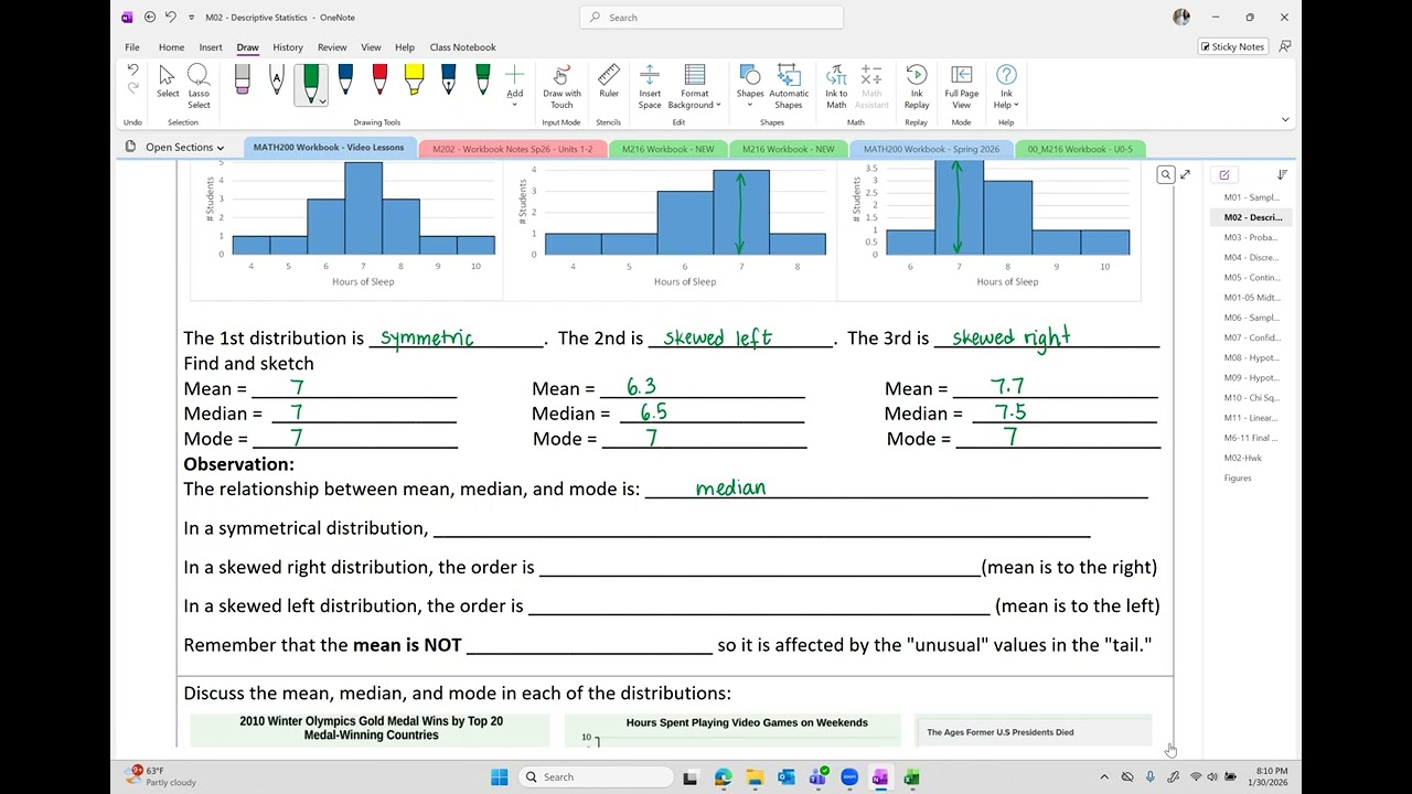 Statistics OER - Section 2-6 Skewness and Measures of Center