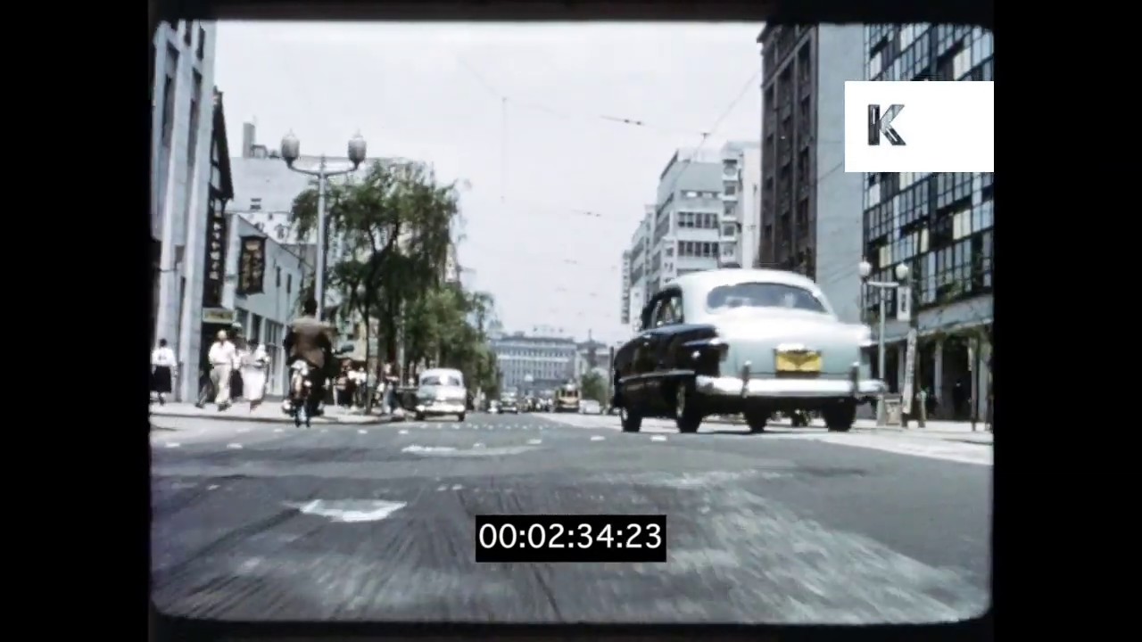 Tokyo in 1954, Busy Streets, Traffic, Japan, HD from 16mm