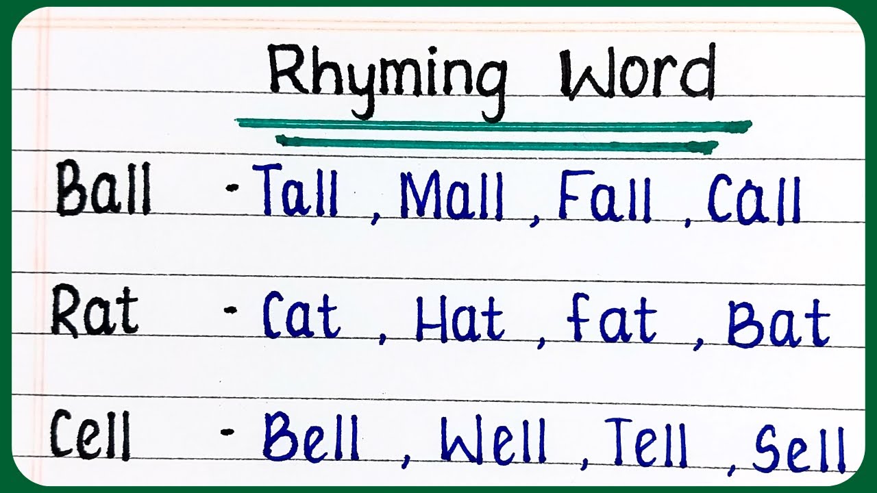Rhyming words in English four words each | Learn 50 Interesting Rhyming Words | Phonics Rhyming Word