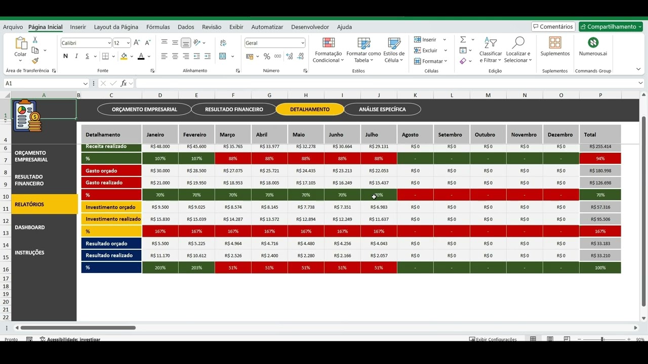 Planilha de Orçamento Empresarial | Planilha de Budget