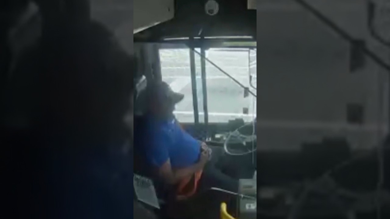 Bus driver appears to fall asleep behind the wheel