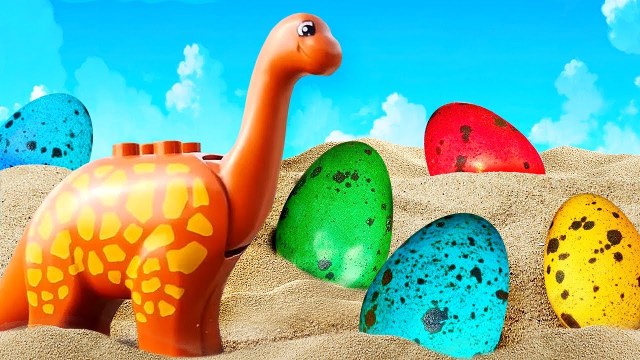 Andiamo a cercare le uova di dinosauro. Ecco il piccolo dinosauro! Video con animali giocattolo