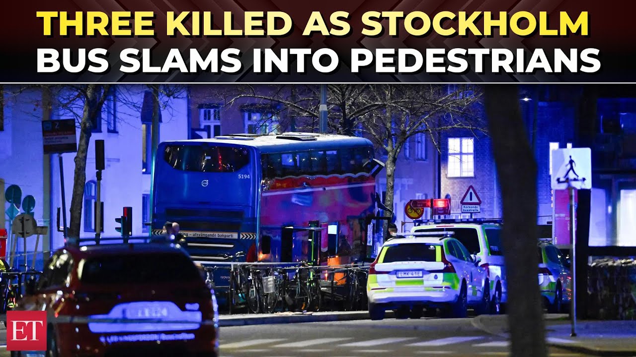 A bus crashes into a bus stop in Stockholm, killing three people and injuring three