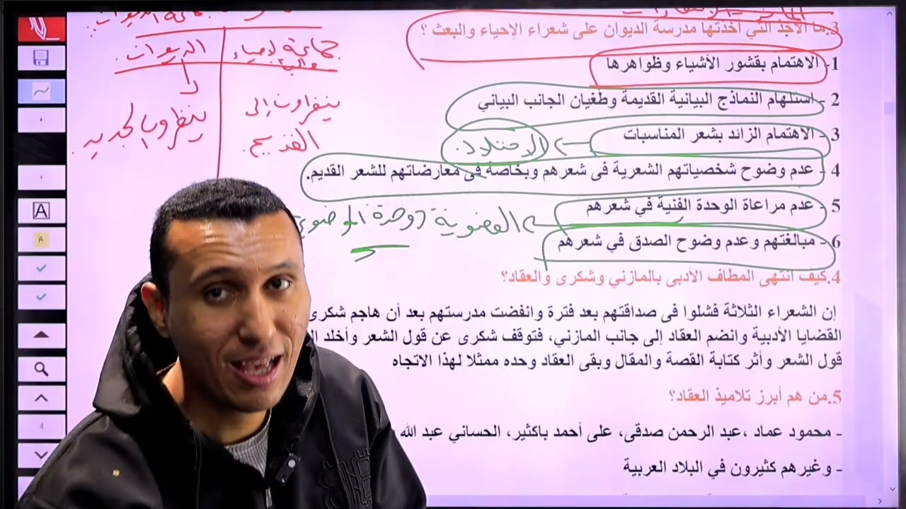 #شرح مدرسة الديوان ( فرع الأدب لطلاب الصف الثالث الثانوي).... 🤝✍️