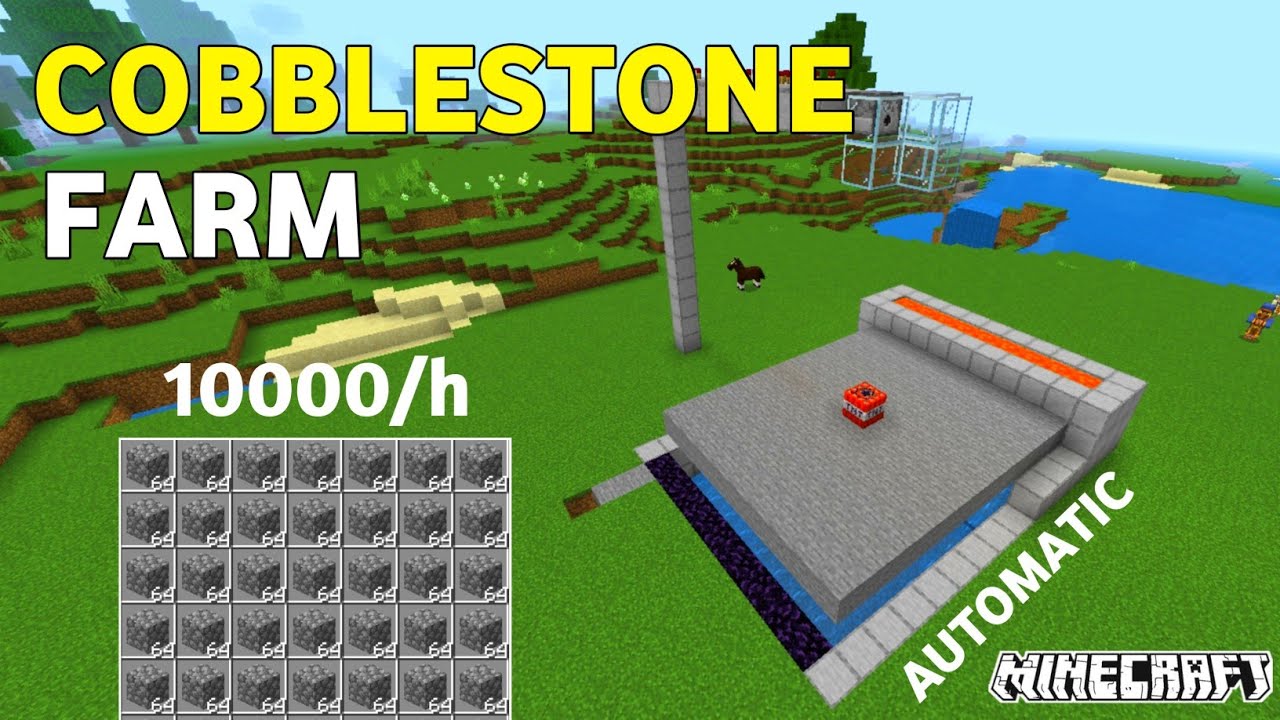 Automatic Cobblestone Farm In Minecraft Pocket Edition 1.20/stone farm 1.20 (mcpe/bedrock/pc/PS4)