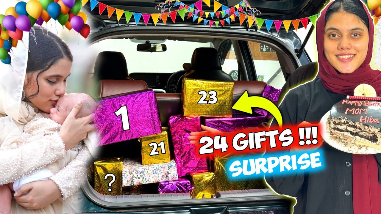 HIBA'S 1st BIRTHDAY as MOM 😍| 24 SURPRISE GIFTS IN 24 HOURS FOR HER 🔥