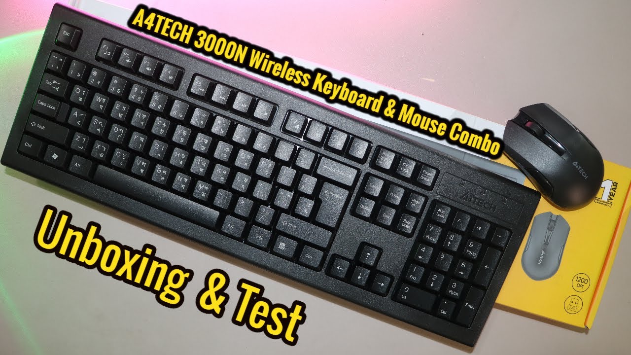 Распаковка и тестирование комплекта беспроводной клавиатуры и мыши A4TECH 3000N