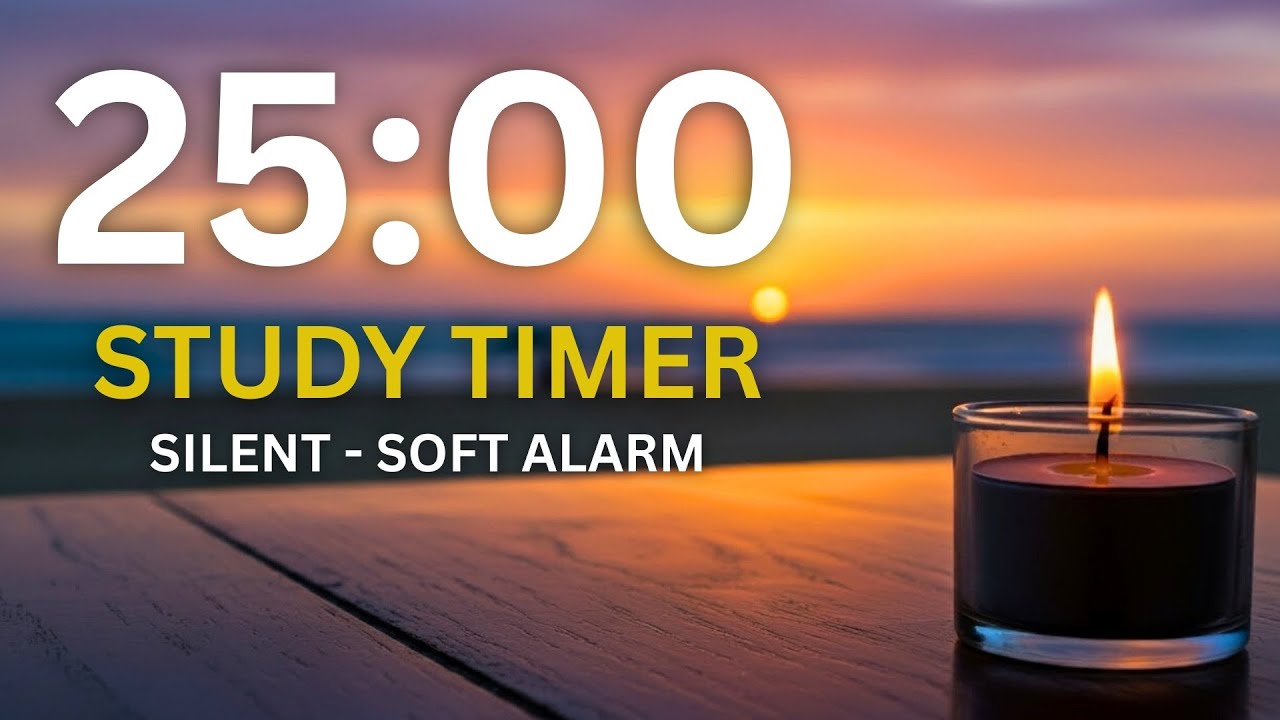 25 Minute Study Timer ⏳ | Candlelight Pomodoro Countdown with Gentle Alarm