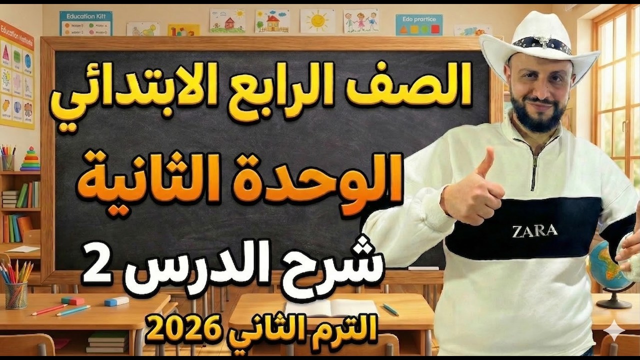 شرح منهج انجليزي الصف الرابع الإبتدائي | الوحدة الثالثة الدرس 2 – الترم الثاني 2026 online Group B