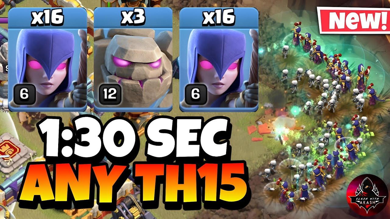 Effortless 3 Stars! TH15 Zap Quake Witch is the Easiest TH15 Attack Strategy in Clash of Clans🔥
