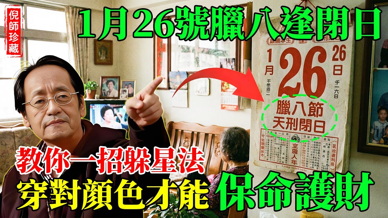 倪海廈：1月26日臘八逢「閉日」！全家喝粥別犯禁忌！特別是這幾個生肖，這天是「大凶」！教你一招「躲星法」，穿對顏色才能保命護財！#倪海廈 #庚子日 #臘八節 #躲星 #改運 #五行穿衣 #生肖運勢