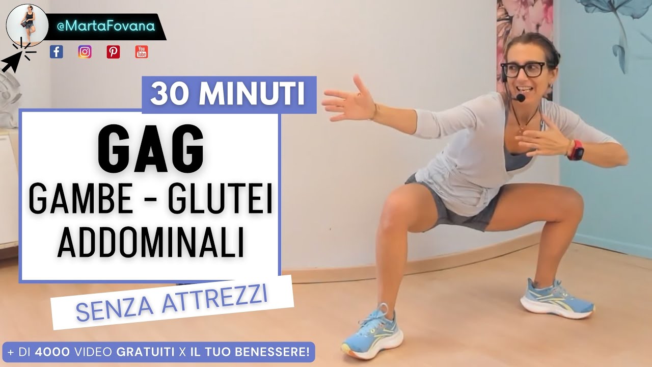 GAG Corpo Libero 30 Min | Ginnastica a Casa per Gambe, Addominali e Glutei