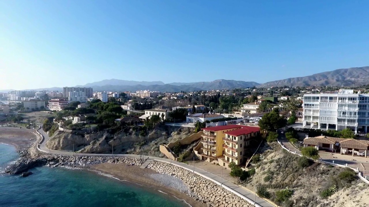 Drone flight over villajoyosa spain
