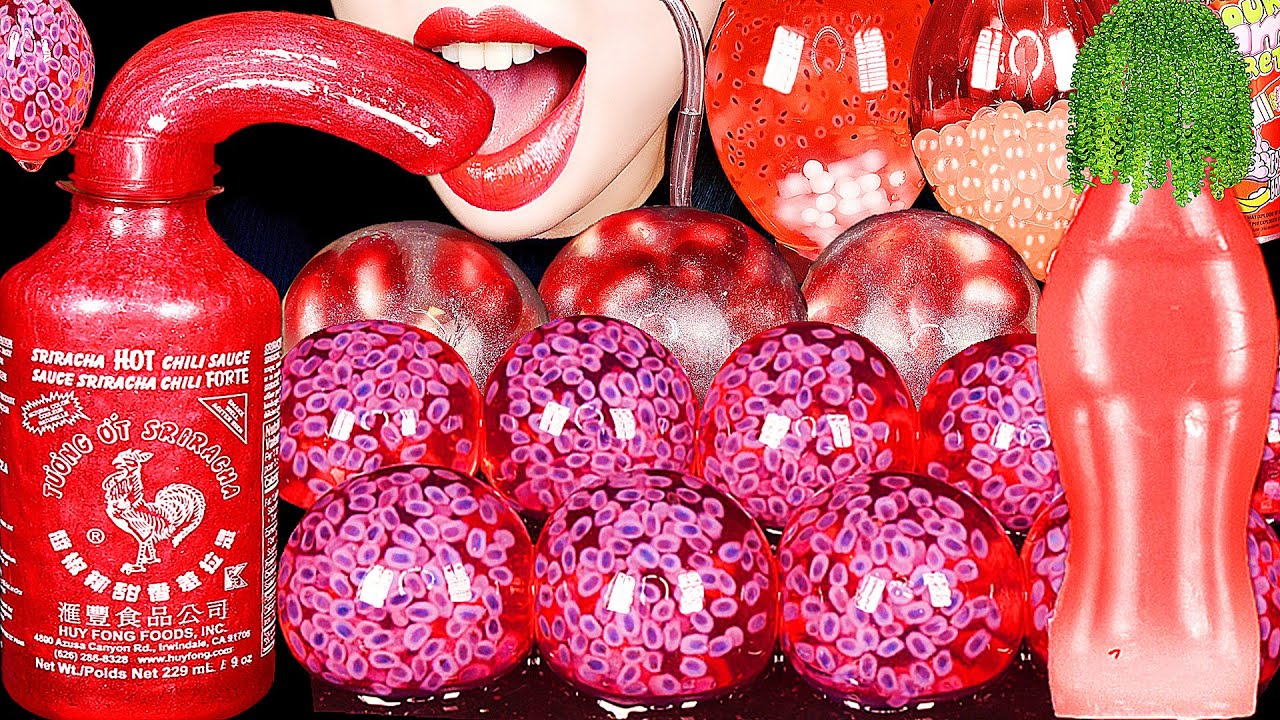 ASMR EATING HONEY JELLY, FROG EGG EDIBLE WATER BALL, SEA GRAPES, VAMPIRE BOBA DRINKING SOUNDS 먹방