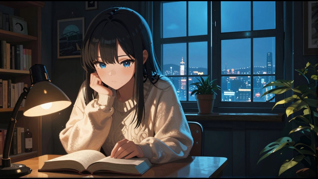 Late Night Study Lofi 🌙 Calm Piano Beats to Focus | Relaxing Night Reading Music (1 Hour Loop)