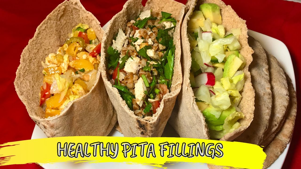 4 Pitta Bread Fillings Ideas  (HEALTHY PITA POCKET SANDWICHES!)