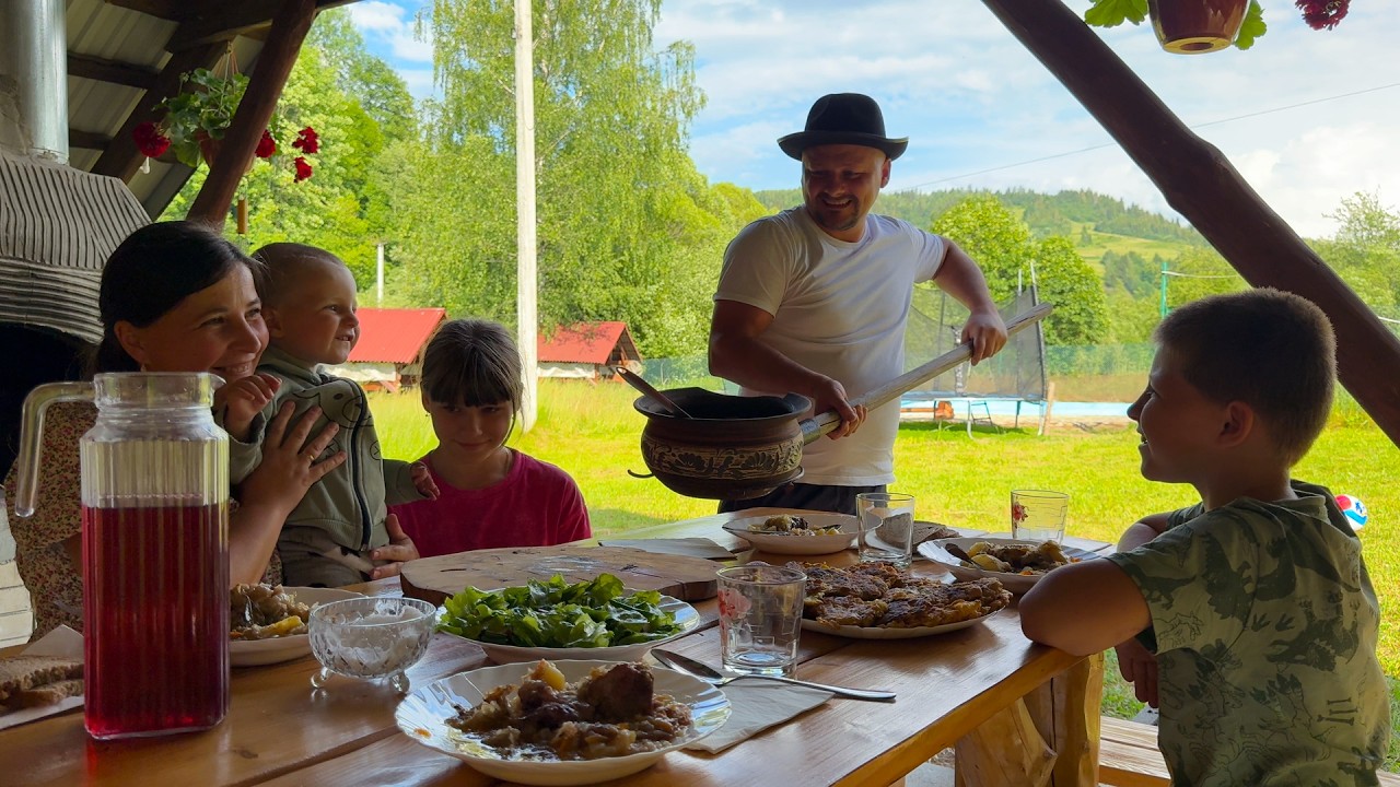 Haymaking & Traditional Cabbage Soup in a Clay Pot | Authentic Carpathian Village Family Life 🏔️🌾