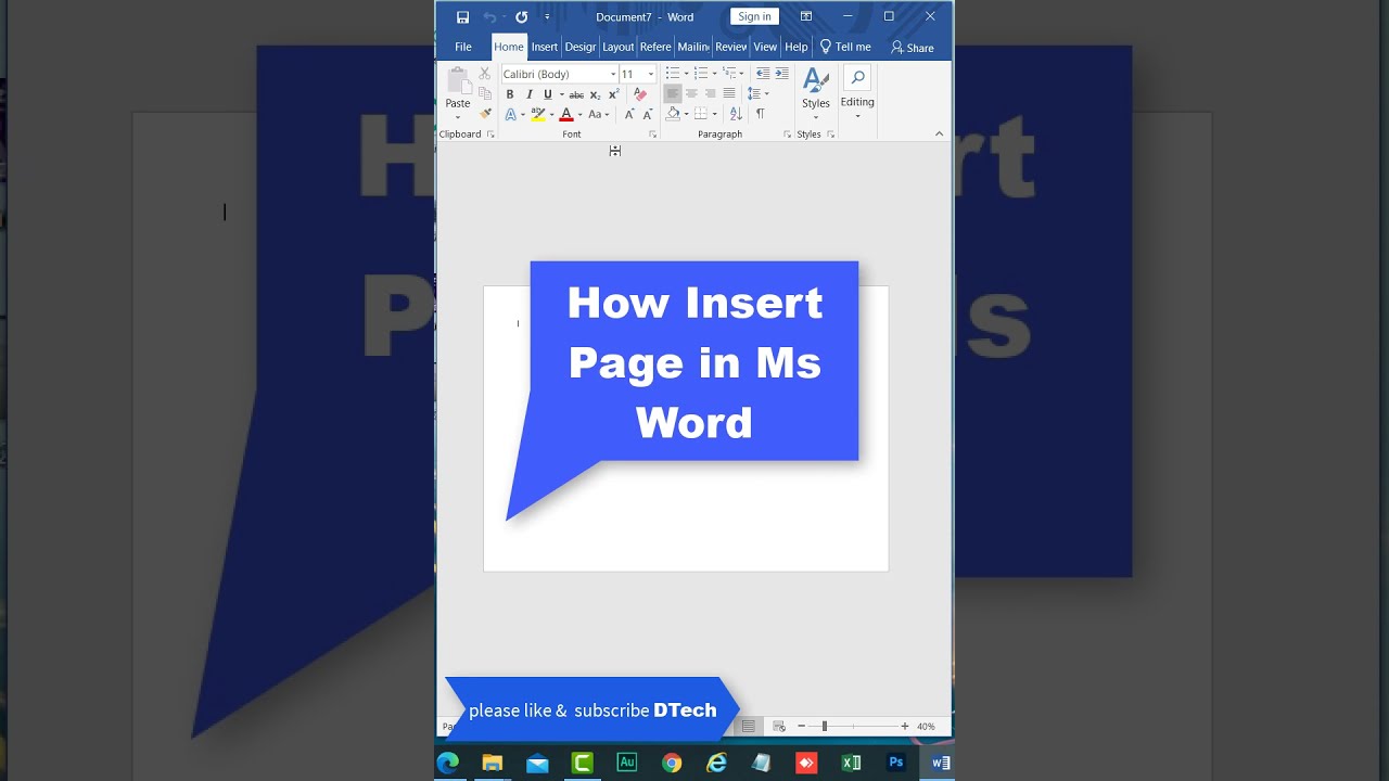 How insert a new page in Ms word #shorts