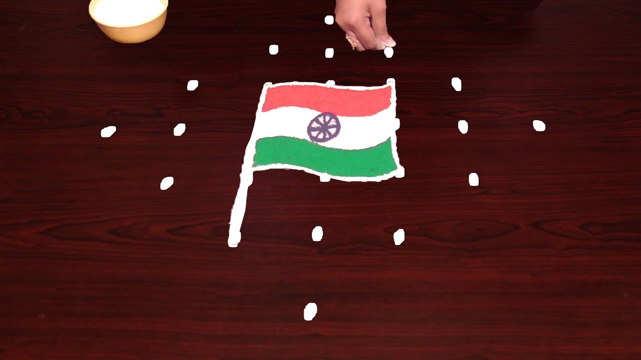 Republic Day Colors Rangoli 7X1 Dots | Jenda Muggulu Chukkalatho | Rangoli Designs