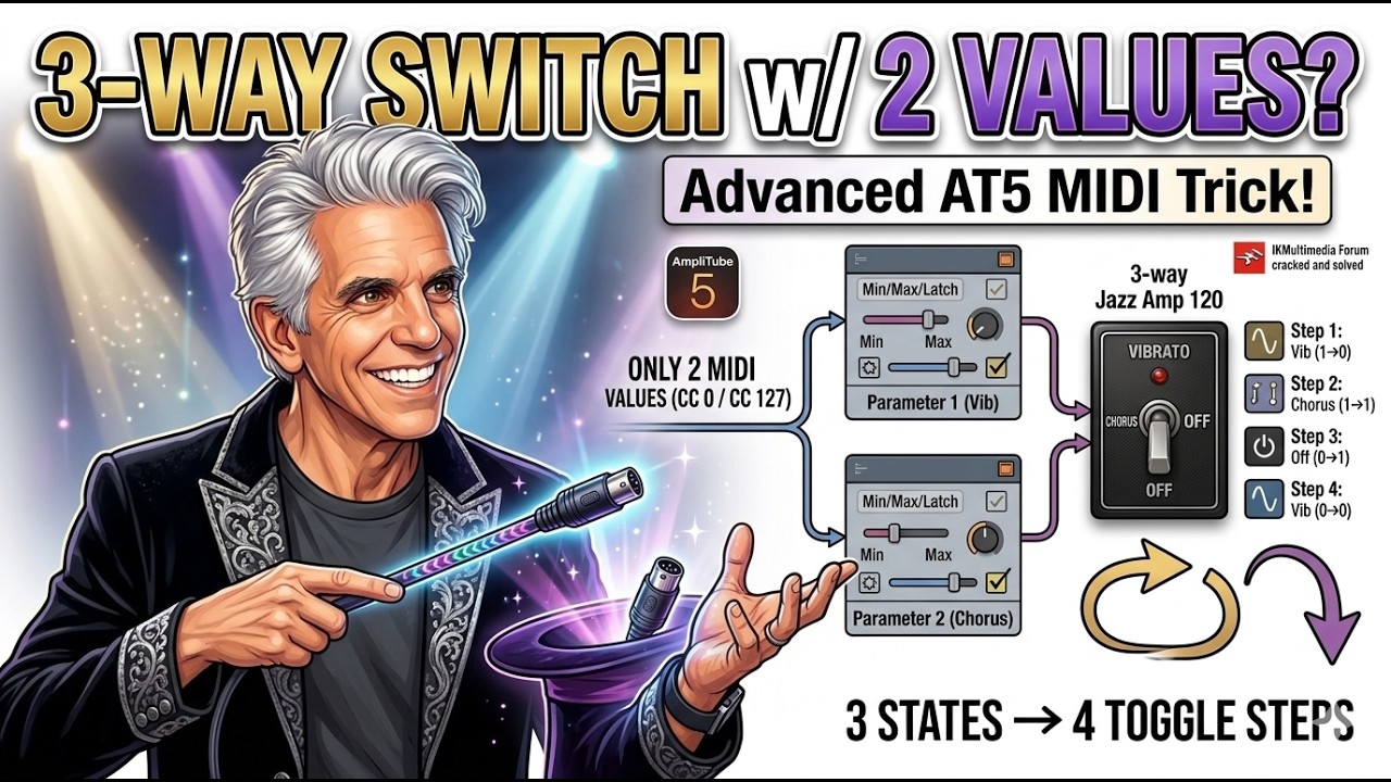 Toggle a 3-Way Switch in AmpliTube 5 with only 2 MIDI Values: Advanced AT5 Tricks