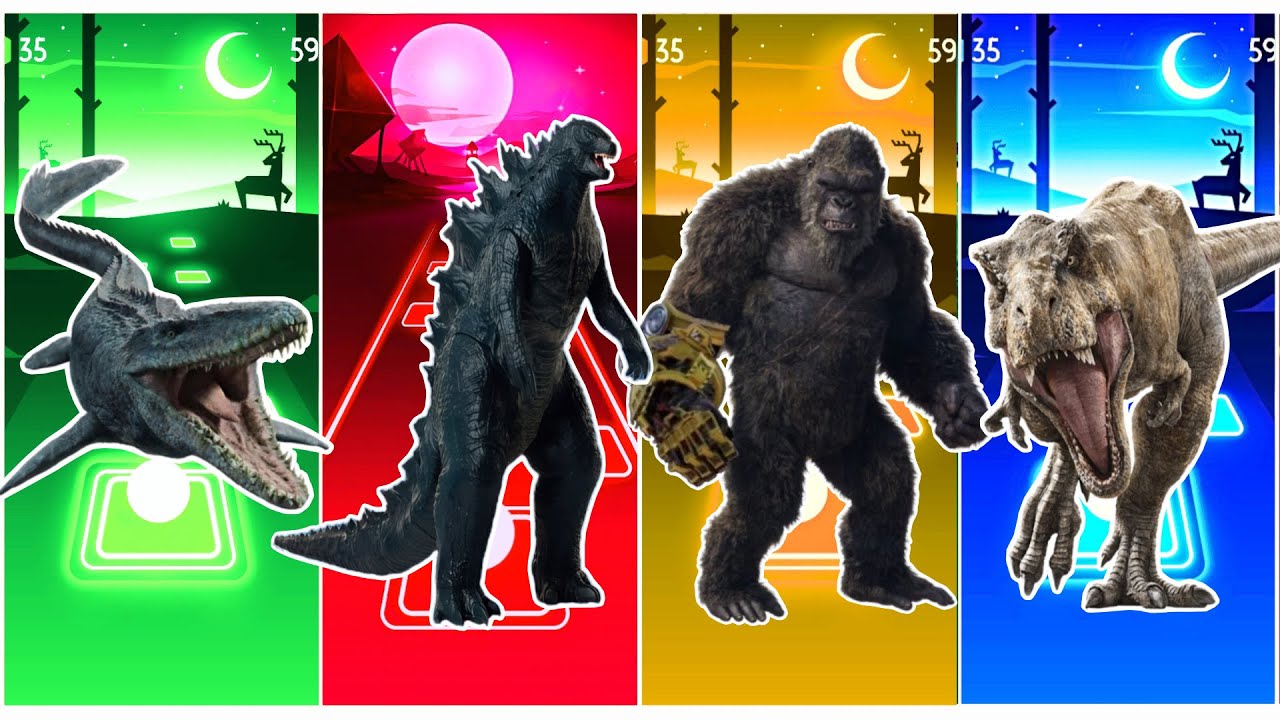 ￼￼￼Crocodile  🆚 Godzilla  🆚 King Kong   🆚 Tyranasaurus  || Coffin Dance Song Tiles Hop Edm Rush